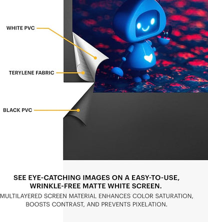 Kodak Portable Projector Screen | 60” Indoor & Outdoor 16:9 Video Projection Surface & Stand with Carry Handle | 1080p, 4K/8K UHD, 3D & HDR Ready | Fast Setup for Movies, Office Presentations & More