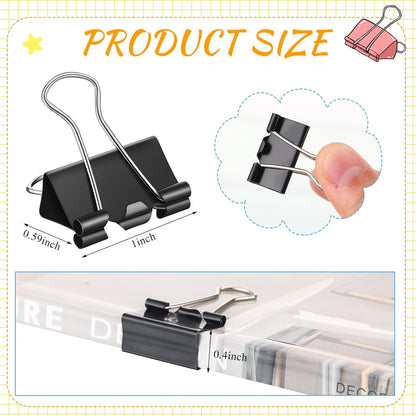Jetec 800 Pieces 1 Inch Black Binder Clips Bulk Medium Paper Clamps Metal Paper Clips for Teachers Students Classroom Business Office and School Office Supplies