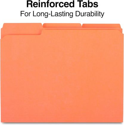 Staples 508929 Colored File Folders w/Reinforced Tabs Letter 3 Tab Orange 100/BX
