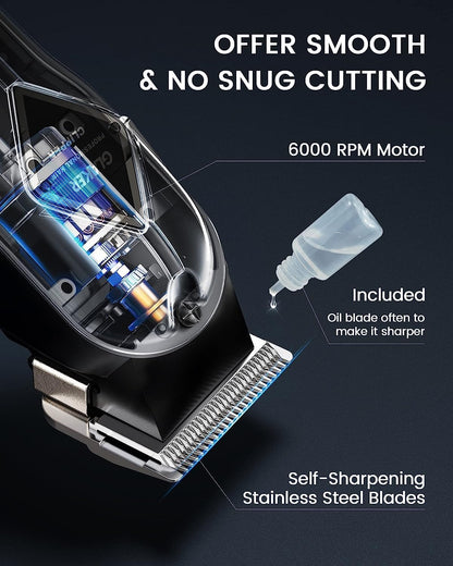 GLAKER Hair Clippers for Men Professional - Cordless Clippers and Trimmers Set, Complete Barber Kit for Hair Trimming & Beard Grooming, Mens Haircutting Kits for Blending & Fade Cuts (Black)