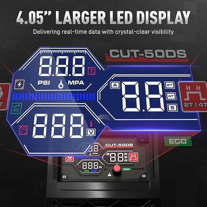 ANDELI Plasma Cutter,50A Heavy Duty Non-Touch Pilot Arc，3/4''Maximum Cut 110/220V，Upgraded LED Display，Exclusive ECO Mode，Expanded Plate Cutting,Rust Removal,PT/2T/4T