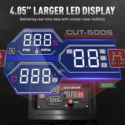 ANDELI Plasma Cutter,50A Heavy Duty Non-Touch Pilot Arc，3/4''Maximum Cut 110/220V，Upgraded LED Display，Exclusive ECO Mode，Expanded Plate Cutting,Rust Removal,PT/2T/4T