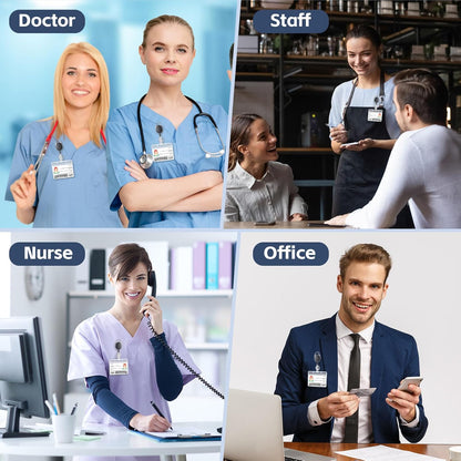 Honoson 40 Pcs Heavy Duty Retractable Badge Reels Batch ID Badge Holder Retractable Clip Bulk Key Holder with Ring for Office Worker Employee, Doctor Nurse Gifts (Black)