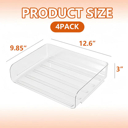 Desk Organizer Stackable Desk Paper Letter Tray Organizer Office Desktop File Paper Holder Book Storage Organization Rack (Clear, 4 x Standard Entry)