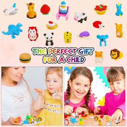 Zkptops 110pcs Animal Eraser Kids Animal Pencil Erasers Desk Pets Puzzle Erasers Bulk Mini Eraser Prize Toys Gift for Classroom Rewards, Treasure Box, Student Game Prizes, Easter Egg Fillers