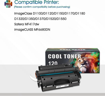 Cool Toner Compatible Toner Cartridges Replacement for Canon 120 cartridges 120 CRG-120 for Canon imageCLASS D1120 D1550 D1150 D1320 D1350 D1520 D1100 D1370 D1180 D1170 MF6680DN MF417dw Black 2-Pack