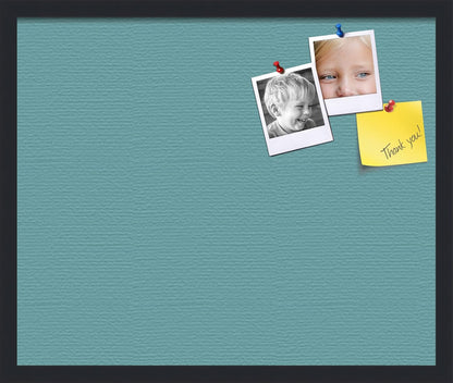 PinPix 24x20 Inch Cork Bulletin Board. This Decorative Framed Pin Board Comes with Aqua Pastel Design and a Satin Black Frame. Ideal for Home Office Decor or Message Board (PinPix-1806)