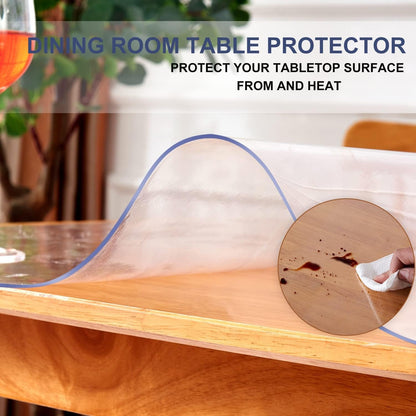 Easy Clean 18x52 Inch Clear PVC Table Protector - 1.5mm Thick Transparent Desk Mat, Waterproof Pad for Vanity, Writing, Dining, TV - Anti-scratch Plastic