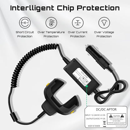 Fast Charging Car Charger Cable for Zebra Symbol TC77 TC70 TC72 TC75 TC70X TC75X TC700H TC700K TC77HL TC720L Barcode Scanners - Fully Charges in Just Over 4 Hours - CHG-TC7X-CLA1-01