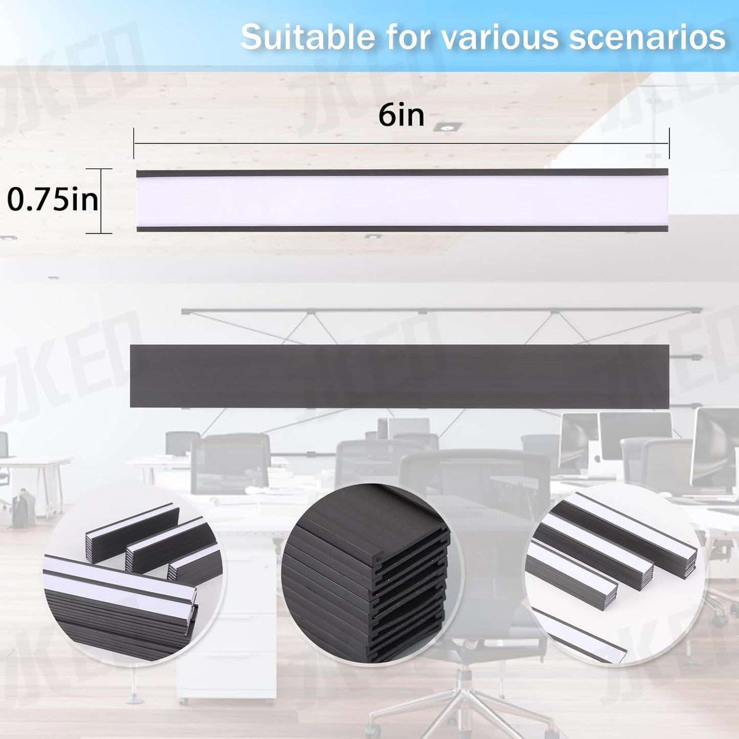 Eeoyu Magnetic Label Holders with Magnets Magnetic Data Card Holders with Clear Plastic Protectors for Metal Shelf, Whiteboard, Set of 50 (0.75 x 6 Inch)