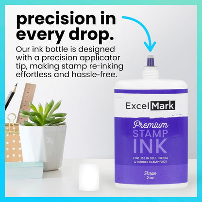 ExcelMark Self Inking Stamp Refill Ink - 2 oz. - Purple Ink