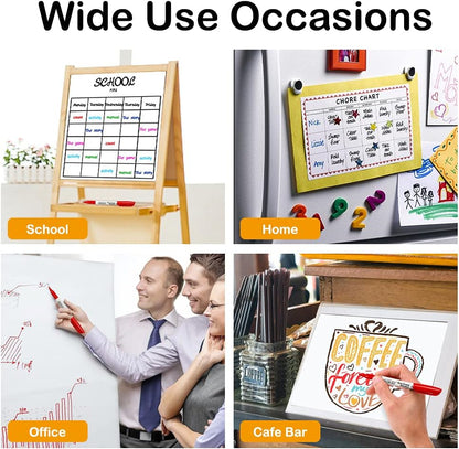 Shuttle Art Wet Erase Markers, 15 Pack Red 1mm Fine Tip Smudge-Free Markers, Use on Laminated Calendars, Overhead Projectors, Schedules, Whiteboards, Transparencies, Glass, Wipe with Water