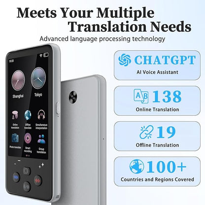 Language Translator Device, Real Time Voice Translation Device for 138 Languages, Traductor de Voz Instantaneo 2025, 3.97"Touchscreen Traductor de Idiomas, for Business Travel Learning Ingles Español