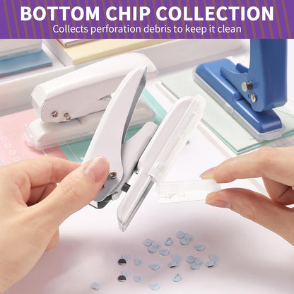 Single Hole Punch, 40 Sheets Punch Capacity, Kaluofan Hole Puncher Single, Small Hole Punch with Non-Slip Removable Base, One Hole Puncher for Crafts, Scrapbooks, Paper, Chipboard