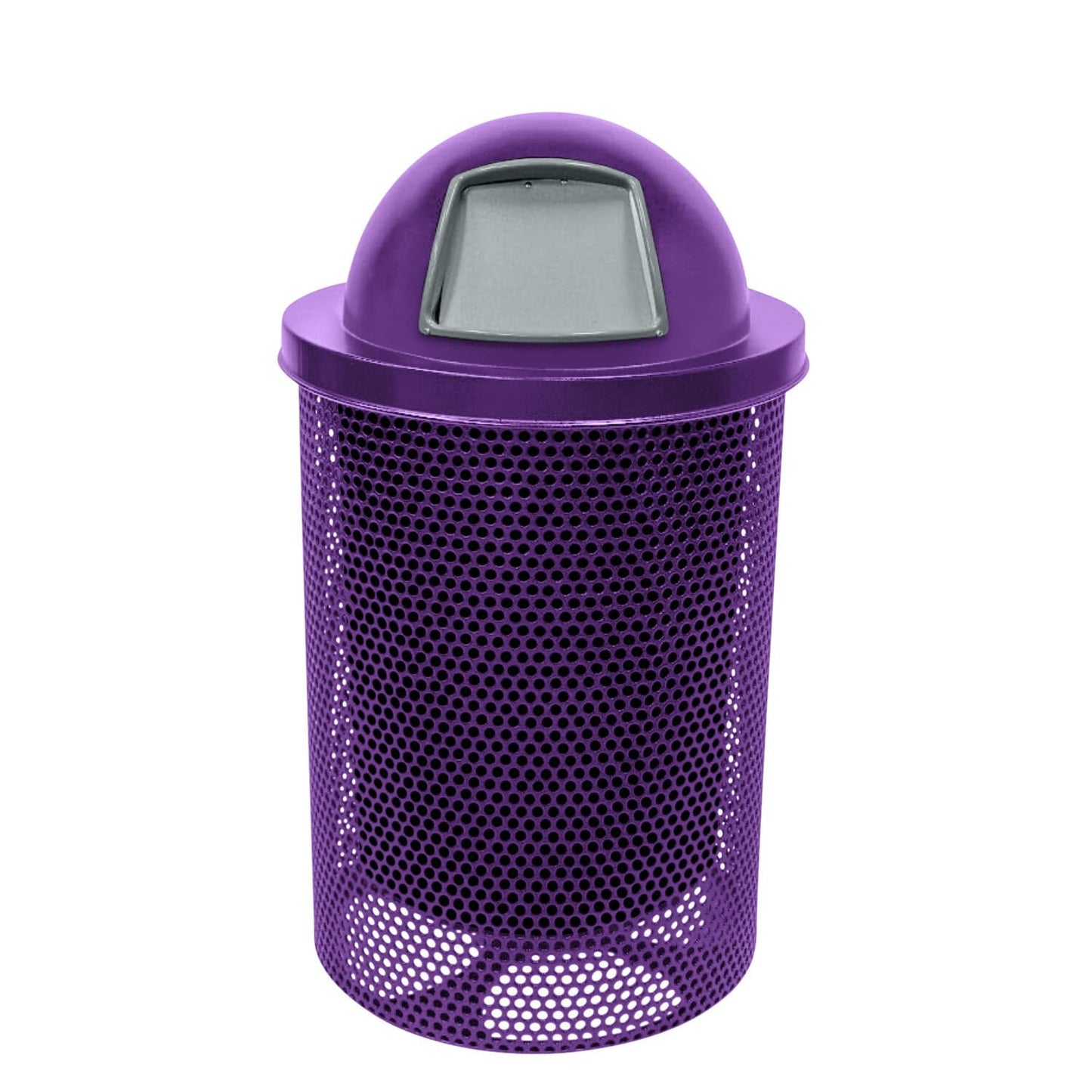 RDT-P-TXTPUR Heavy Duty Round Trash Receptacle with Dome Top, Liner Included, 32 Gallon, Textured Purple, Made in America