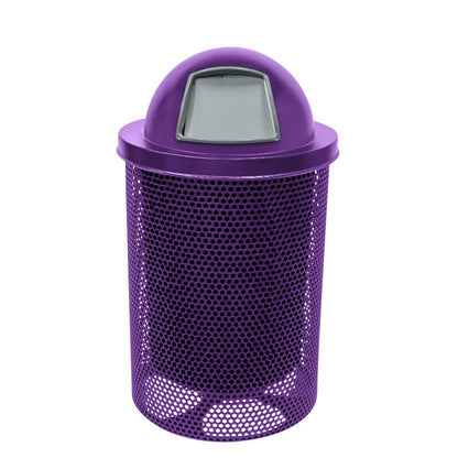 RDT-P-TXTPUR Heavy Duty Round Trash Receptacle with Dome Top, Liner Included, 32 Gallon, Textured Purple, Made in America