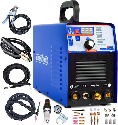 CT418 3-IN-1 110V/220V Multifunctional Plasma Cutter Welder Combo Machine,40A Plasma Cutter/180A Lift TIG/180A Stick Welder,2/5" Clean Cut Digital Display IGBT Plasma Cutting Equipment
