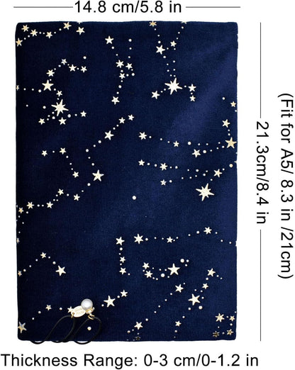 BLBMH A5 Book Covers for Paperbacks Book Cover Fit for 5.5x8.3 inch Adjustable Book Jacket Cover for A5 Diary Books Fabric Softcover Protector for Notebook - Velvet Blue 8.3in
