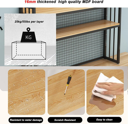 FPIGSHS Adjustable Desk Bookshelf Organizer Rack, Desktop Bookcase for Computer Desk，Office Supplies Organizers and Accessories Storage Display Shelf (E, 95cm)