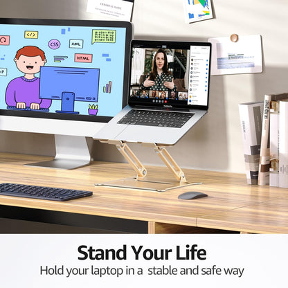 Urmust Laptop Notebook Stand Holder Adjustable Ultrabook Stand Riser Portable Compatible with MacBook Air Pro HP Dell XPS Lenovo All laptops 10-15.6"(Light Gold)