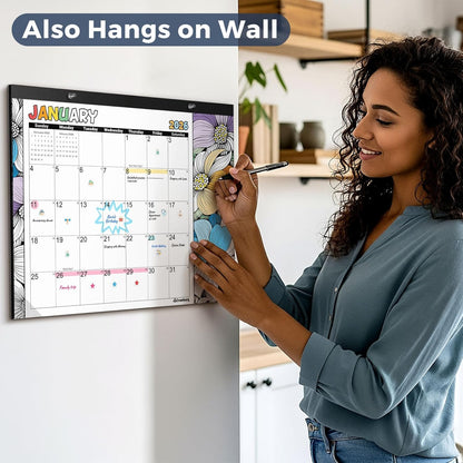 CRANBURY Coloring Desk Calendar 2026, 13.25x17" Doodle Deskpad Calendar or Large Hanging Wall Planner, Includes Planner Stickers, 14 Months, Use Nov 2025 to Dec 2026