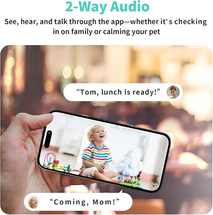 2K Indoor Security Camera, 360° Pan/Tilt AI Human Pet Motion Security Camera, 2.4/5 GHz Night Vision Camera, 2 Way Audio, Compatible with Alexa Google Assistant (3 Months of Cloud Storage)