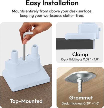 Pixio PS1D Wave Blue Dual Monitor Arm Stand Desk Mount - Fits up to 32 inches Monitors and up to 19.8lbs. VESA Compatibility and Integrated Cable Management