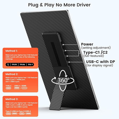 15.6" Laptop Screen Extender, 1080P FHD Laptop Monitor Extender with 120% sRGB, 235°Rotation Detachable Dual Monitor, Plug & Play, Triple Screen Compatible with Windows, Mac, Chrome