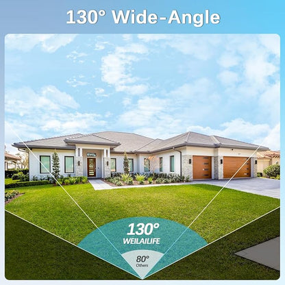 【130° Ultra Wide-Angle】 Wireless Security Camera System, Outdoor WiFi Cameras Home Video Surveillance Systems DVR Kits