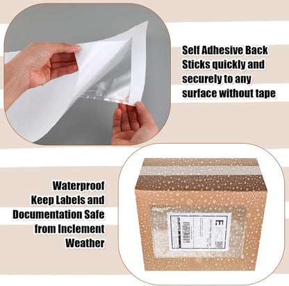 Cholemy 200 Pcs 9.5 x 12 in Clear Packing List Envelopes Shipping Pouches Mailing Shipping Label Sleeves Clear Adhesive Pockets Protectors Slip Envelope Pouches Holders Cover Enclosed Bag for Packing