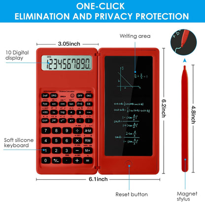 Scientific Calculators for Students, Red Math Calculator with Notepad,10-Digit Large Screen, Classroom Must Haves for Middle High School Supplies & College (Red)