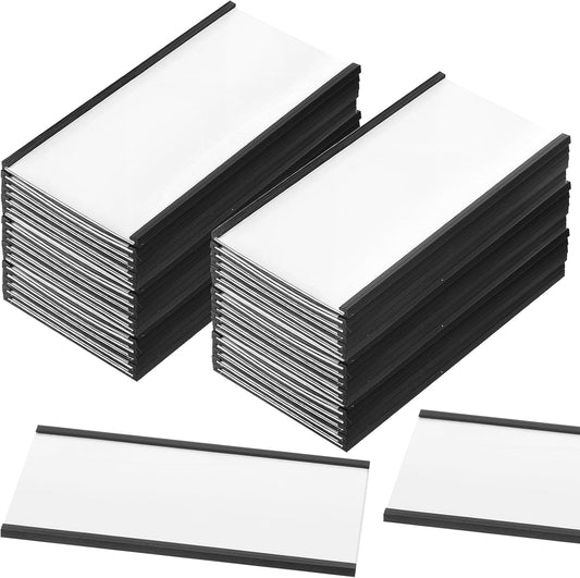 30 Pcs C Channel Magnetic Label Holder with White Card Inserts Clear Plastic Protectors Shelf Labels with Magnets Name Tags Magnetic Tool Labels for Metal Whiteboard Rack (4 x 2 inches)