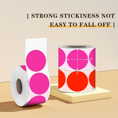 PARLAIM 2" Round Circle Dot Sticker 500pcs Color Coded Labels Permanent Adhesive Writable Surface for Inventory Storage Organizing Moving, Fluorescent Pink