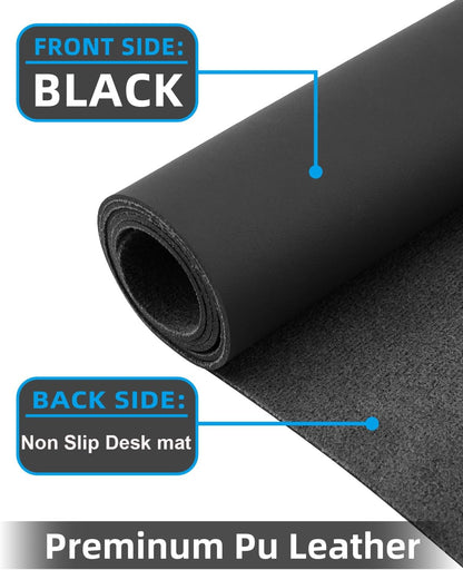 Extra Large Desk mat, Leather Desk Pad Protector,Office Desk Mat,Mouse Pad, Non-Slip Desk Blotter, Laptop Desk Pad, Waterproof Desk Writing Pad for Office&Home (Black, 55" x 17")