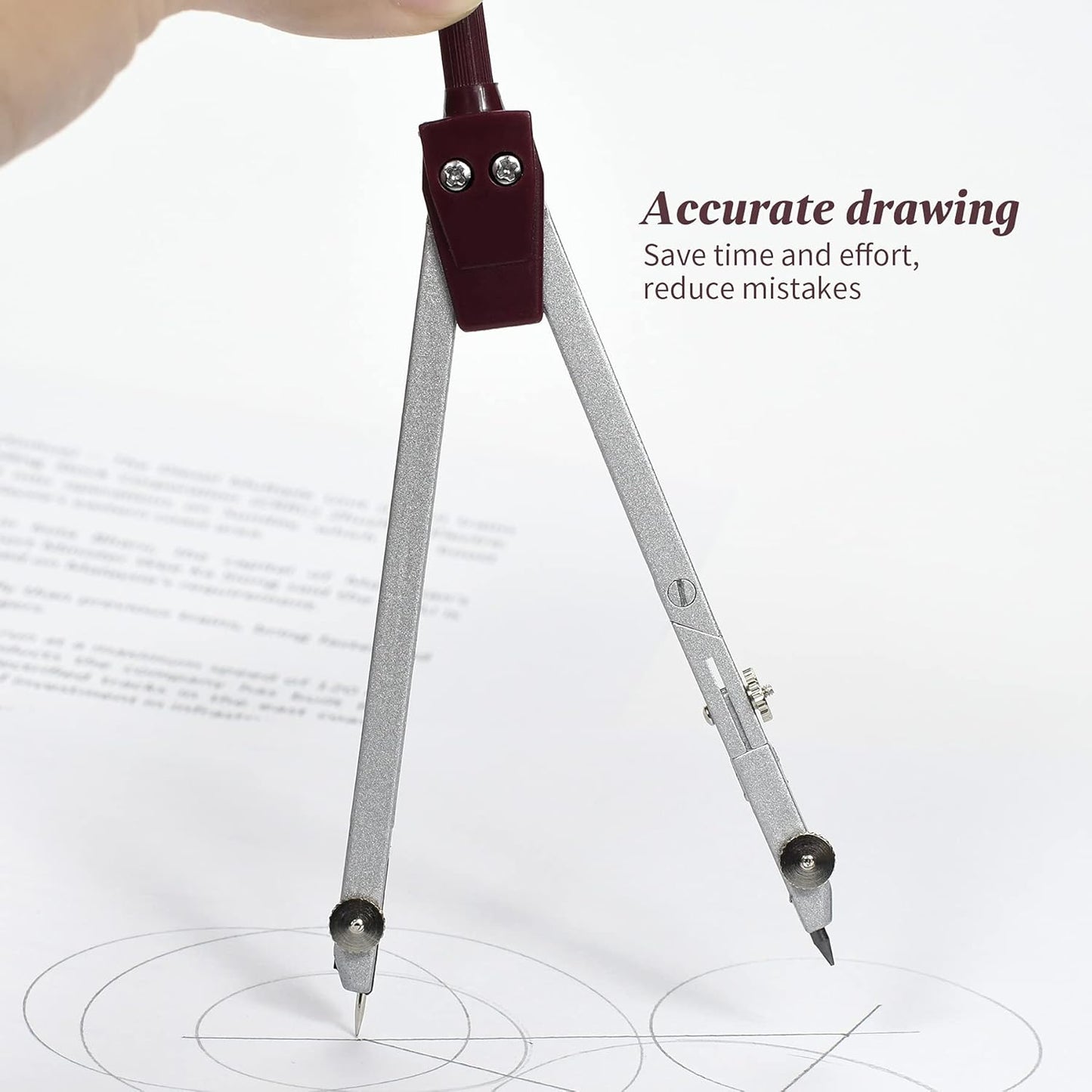 Drawing 9Pc Geometry Set Metal Compass, Geometry Precision Tool for Student, Circle Drawing Tool and Architecture, Drafting Kits for Engineer with Shatterproof Storage Box (Red)