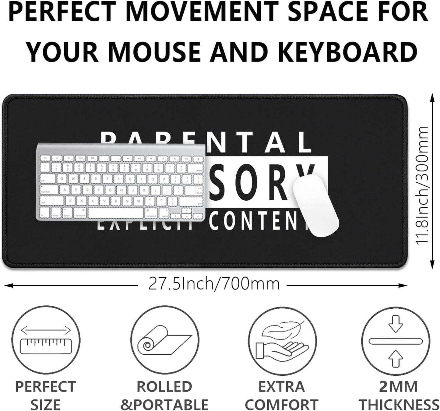 XL Extend Mouse Pad,Large Gaming Desk Pad Mouse Mat with Stitched Edges,Non-Slip Waterproof Rubber Base Mouse Mat for Office Computer Keyboard Laptop Home(27.5x11.8 in)