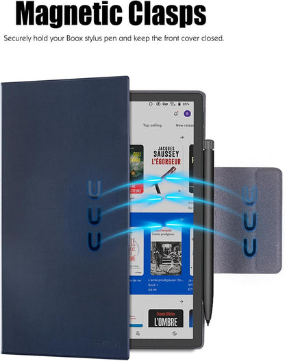 BOZHUORUI Case for 10.3" Boox Tab Ultra C Pro ePaper Tablet | with Sleep/Wake | Magnetic Adsorption | Pen Clasp Design | Thin & Light | PU Leather Smart Cover (Dark Blue)