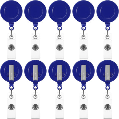 Zonon 50 Pieces Retractable Badge Holder Reels with Swivel Alligator Clip, ID Card Holder Name Badge Reel Clips for Students Teachers Office Workers (Navy Blue)