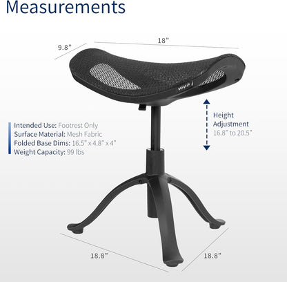VIVO Under Desk Ottoman Foot Stool, Height Adjustable Elevated Office Leg Rest, Black, CHAIR-FR01
