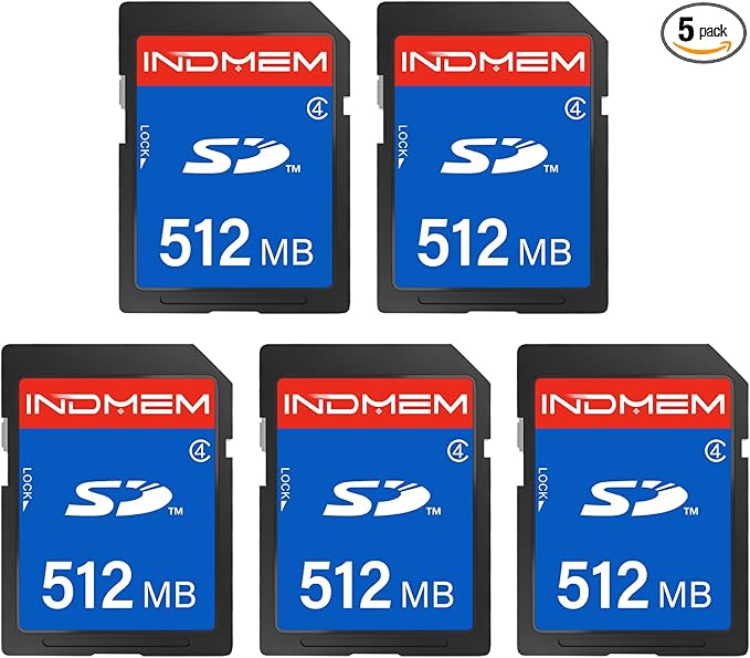 512MB SD Card (5 Pack), SDHC Flash Memory Cards UHS-I U1 Class 4 High-Speed Full HD Video Compatible with Digital Point-and-Shoot Cameras, HD Camcorders, DSLR and PC