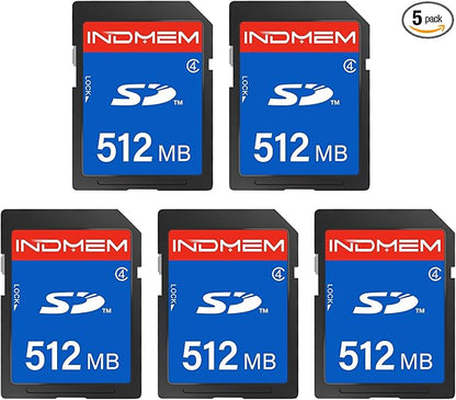 512MB SD Card (5 Pack), SDHC Flash Memory Cards UHS-I U1 Class 4 High-Speed Full HD Video Compatible with Digital Point-and-Shoot Cameras, HD Camcorders, DSLR and PC