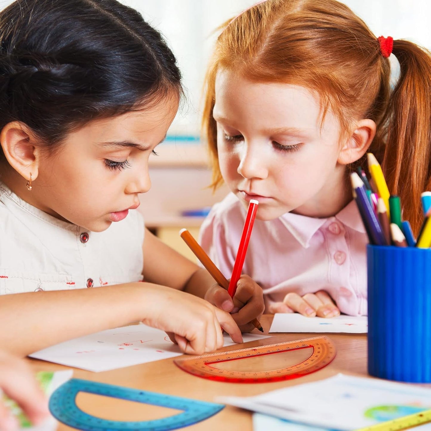 Zonon 100 Pieces Protractors Bulk Plastic 180 Degrees 6 Inch Translucent Protractors for Geometry, Angle Measurement, Students School Supplies