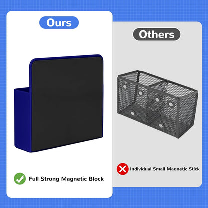 Magnetic Dry Erase Marker Holder, Magnetic Pen Marker Holder for Whiteboard, Fridge, Locker Accessories, School, Office, Home, Magnet Pen Cup,1 Pack, Dark Blue