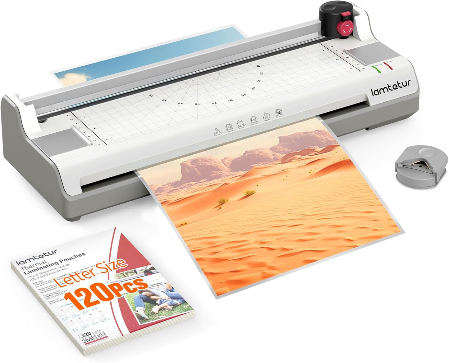 Laminator Machine 13Inch Wide with 120 Letter Size Laminating Sheets for A3/A4/A6,11X17 Thermal Hot&Cold 2 Roller Laminated 3-5Mil with Paper Cutter, Corner Rounder for Office Home School Teacher Use
