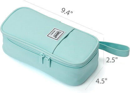 Pencil Case Pouch Box Bag School Supplies Girls Boys Kids, Cute Preppy Stuff Large Big Capacity Aesthetic Pen Organizer, Back to College Stationary, Powder Blue, Classic Stlye, 1800ml
