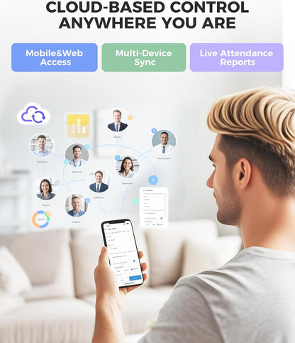 NGTeco Cloud Time Clock for Employees Small Business, Fingerprint+Card Time Clocks With Battery, 2.4G & 5G WiFi Times Clock Punch Machine with Remote Control Software ＆ iOS/Android App (0 Monthly Fee)