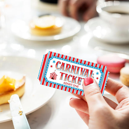 1000 Pcs Carnival Tickets Carnival Theme Party Decorations Circus Red White Blue Color Raffle Tickets Roll Party Ticket for Events Carnival Favors Supplies