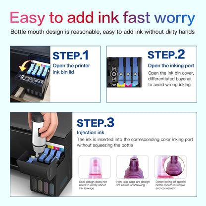 Compatible with Epson 522 Premium Ink Refill Bottles, Non Sublimation Ink Suitable for ET-2803 ET-2800 ET-2720 ET-4800 ET-2400 Printing (5 Bottles)
