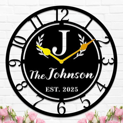 Personalized Metal Clock Sign, Custom Metal Clock,Personalized Gift, Black Gold and Silver Color Options, Housewarming Gift, Living Room Decor