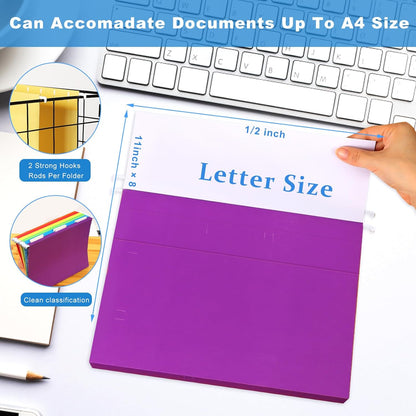 60 Pack Hanging File Folders Letter Size, Colored Hanging Folders with 1/5-Cut Adjustable Tab, Extra Capacity Hanging File Folders, 1 Inch Expansion, Perfect Office, Home, Classroom Supplies